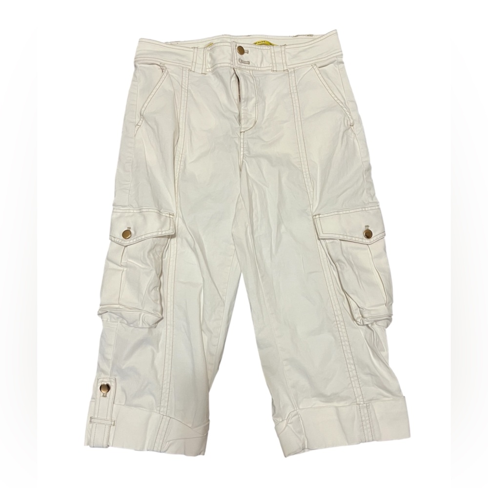 Maeve Anthropologie Stretch Cargo Cropped Pants Size 8 Cream Color